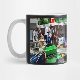 Fishermen at Work, Hout Bay Harbour, South Africa Mug